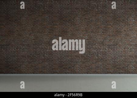 Leeres Loft Industrie Grunge Innenraum mit alten Backsteinmauer. 3d-Rendering Stockfoto