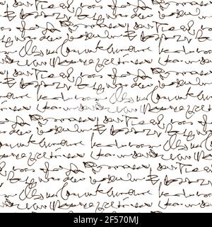 Handgeschriebener abstrakter Text, Scribbles Vektor nahtloses Muster, Vektor monochrome Schrift isoliert auf weißem Hintergrund Stock Vektor