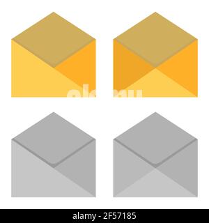 Satz von Papierumschlägen in verschiedenen Formen isoliert auf weißem Hintergrund. Flaches Kuvertlayout. Vektor EPS10 Stock Vektor