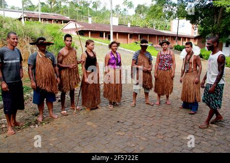 Buerarema , bahia / brasilien - 17. juni 2012: Tupinamba Indianer werden während der Besetzung einer Farm in der Gemeinde Buerarema gesehen. *** Lokale Bildunterschrift Stockfoto