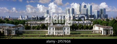 Panorama des Greenwhich Parks und des National Maritime Museum London Stockfoto