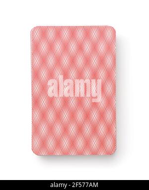 Rotes Kartendeck isoliert weiß, Ansicht von oben Stockfoto