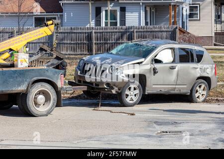 Auto-Unfall, Roll-over, Saginaw, MI, USA, Von James D. Coppinger/Dembinsky Photo Assoc Stockfoto