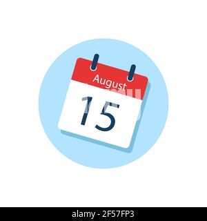 Weißer Tageskalender-Ikone August im Flat Design-Stil. Einfache Bearbeitung isolierter Vektor Illustration. Stock Vektor