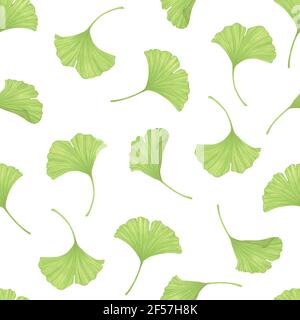 Blätter von Ginkgo Biloba. Natur Hintergrund. Nahtloses Muster Stockfoto
