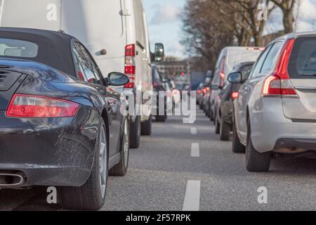 Stau in der Stadt Hamburg Stockfoto