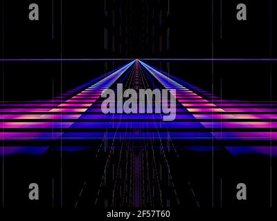 Neon Glowing Steps - abstrakte Computer erzeugt 3D Illustration Stockfoto