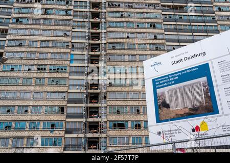 Duisburg-Hochheide, Großbaugebiet Wohnpark Hochheide, 6 20-geschossige Hochhäuser mit über 1440 Wohnungen, ab dem 1970s ein Hochhaus Stockfoto