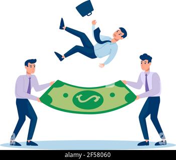 Finanzielle Unterstützung für entließ Arbeitnehmer, kleine Unternehmen, Menschen, die zum Zeitpunkt der Wirtschaftskrise ohne Geld zurückgelassen wurden. Die Versicherung bietet Schutz. Ein Airbag, Vector Flat Stock Vektor