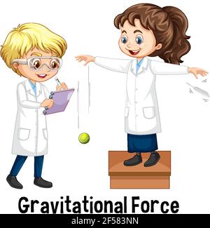 Zwei Wissenschaftler tun Gravitationskraft Illustration Stock Vektor