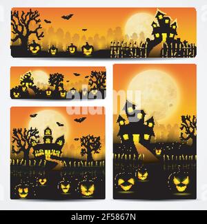 Vektor-Illustration von Happy Halloween Banner-Set Stock Vektor