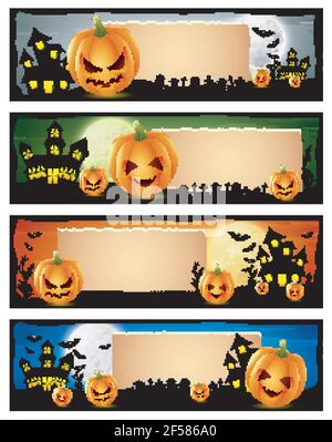 Happy Halloween Banner-Set Illustration Stock Vektor