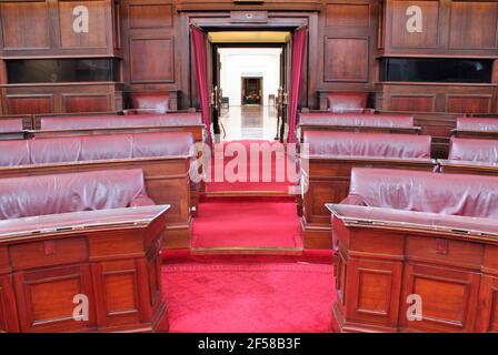 Im alten Parlamentsgebäude in Canberra, heute Museum of Australian Democracy, Senatskammer. Stockfoto