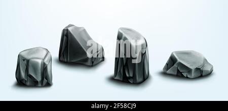 Felsen Teile, Kopfsteinpflaster, Felsbrocken und graue Steine Stock Vektor