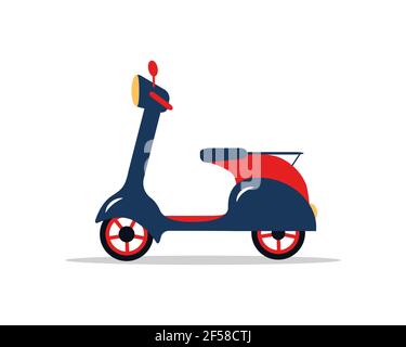 Retro Moped. Lieferung Roller. Moderner Elektrotransport. Umweltfreundliche alternative Fahrzeuge. Vektor-Illustration in flachen Cartoon-Stil Stock Vektor