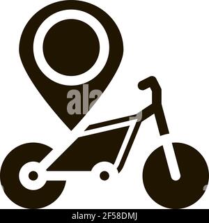 Geolocation Fahrrad Symbol Vektor Glyphe Illustration Stock Vektor