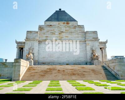 Der Schrein der Erinnerung in Melbourne. Kriegsdenkmal, Museum und Wahrzeichen in Kings Domain. Victoria, Australien. Stockfoto