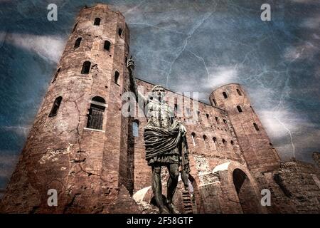 Italien Piemont Turin römischen Bereich, Porte Palatine Stockfoto