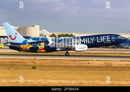 Palma de Mallorca, Spanien - 21. Juli 2018: TUI Boeing B737-800 Flugzeug in der Family Life Hotels Lackierung starten am Flughafen Palma de Mallorca in Spa Stockfoto