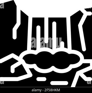 Wald umgeben von Bergen Symbol Vektor Glyphe Illustration Stock Vektor