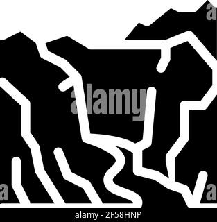 Berg Landschaft Symbol Vektor Glyphe Illustration Stock Vektor