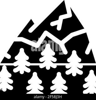 Berg landskape mit Vegetation Symbol Vektor Glyphe Illustration Stock Vektor