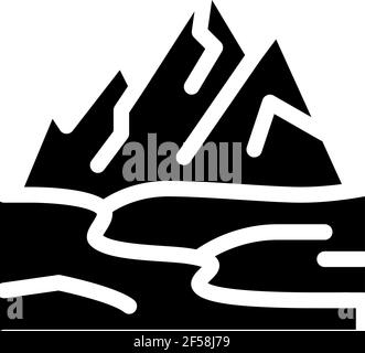 Hochgebirge Terrain Icon Vektor Glyphe Illustration Stock Vektor