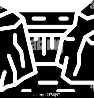 Rocky Terrain Icon Vektor Glyphe Illustration Stock Vektor