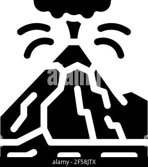 Berg Eruption Symbol Vektor Glyphe Illustration Stock Vektor
