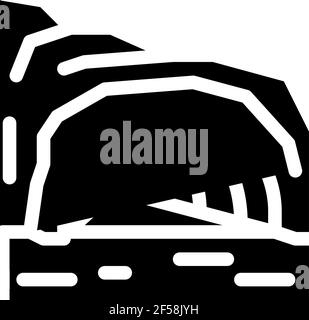 Berghöhle Schlucht Symbol Vektor Glyphe Illustration Stock Vektor