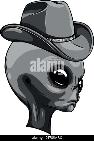 Design von Alien Kopf mit Hut Vektor Illustration Design Stock Vektor