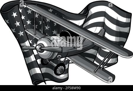 Design von Flugzeug mit amerika Flagge Vektor Stock Vektor