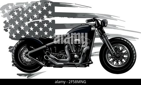 Design von Chopper Motorrad mit amerikanischen Flagge Vektor Illustration Stock Vektor