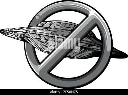 Design von ufo mit Symbol für Ban Vektor Illustration Stock Vektor