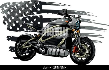 Design von Motorrad mit amerikanischen Flagge Vektor Illustration Stock Vektor