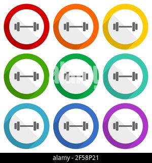 Fitness, Fitness, Sport Vektor-Icons, Set von bunten flachen Design-Tasten für webdesign und mobile Anwendungen Stock Vektor