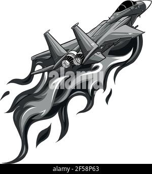 Design von militärischen Kampfjets isoliert auf Hintergrund. Vektorgrafik Stock Vektor