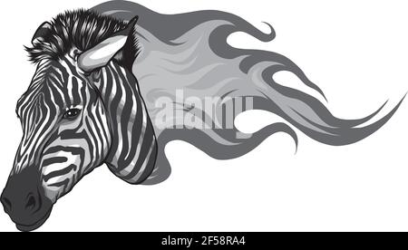 zebra Kopf mit Flammen Vektor Illustration Design Stock Vektor