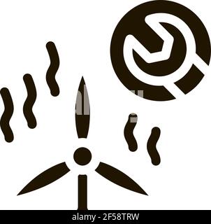 Symbol für die Reparatur von Windmühlen Vektor Glyphe Illustration Stock Vektor