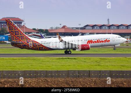 Jakarta, Indonesien – 27. Januar 2018: Malindo Air Boeing 737-800 am Flughafen Jakarta (CGK) in Indonesien. Boeing ist ein Flugzeughersteller mit Sitz in S Stockfoto