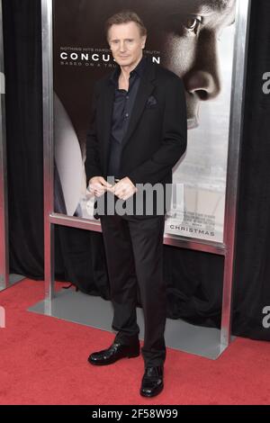 New York, NY, 16th. Dezember 2015, Liam Neeson nimmt an der "Gehirnerschütterung"-Premiere Teil, die am AMC Loews Lincoln Square zu sehen ist Stockfoto