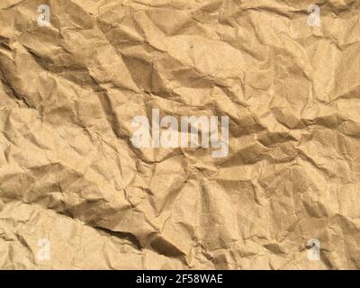 Braune Falten Recycling Papier Hintergrund für Design. Leere Fläche für Text oder Arbeit Stockfoto