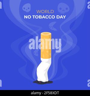 Flache Welt kein Tabak Tag Illustration Vektor Illustration. Stock Vektor