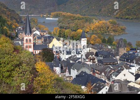 Geographie / Reisen, Deutschland, Rheinland-Pfalz, Bacharach, Blick Richtung Bacharach am Rhein, Upp, Additional-Rights-Clearance-Info-not-available Stockfoto