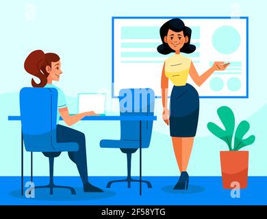 Flache Menschen auf Business-Training Illustration Vektor-Illustration. Stock Vektor