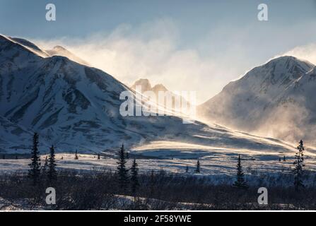 Geographie / Reisen, USA, Alaska, Alaskan Mountain, Winter, Additional-Rights-Clearance-Info-Not-Available Stockfoto