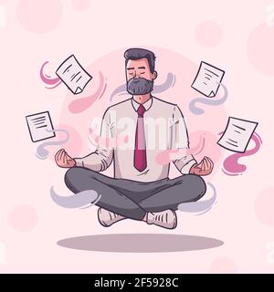 Illustrierte Business Person Meditieren Vektor-Illustration. Stock Vektor