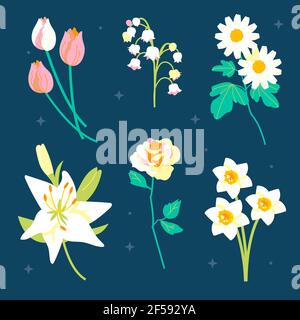 Handgezeichnete Blumen Sammlung Vektor Illustration. Stock Vektor