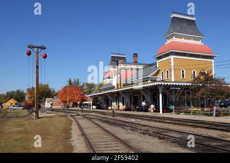 Geographie / Reisen, USA, New Hampshire, North Conway, Bahnhof, White Mountain, Zusätzliche-Rights-Clearance-Info-Not-Available Stockfoto