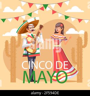 Detaillierte Cinco de Mayo Illustration Vektor Illustration. Stock Vektor